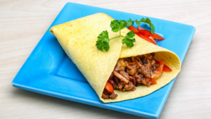 Fajitas på tallerken.